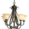 Torino Collection 5-Light Tea-Stained Glass Transitional Chandelier Light Forged Bronze(Bronze)