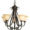 Torino Collection 5-Light Tea-Stained Glass Transitional Chandelier Light Forged Bronze(Bronze)