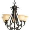Torino Collection 5-Light Tea-Stained Glass Transitional Chandelier Light Forged Bronze(Bronze)