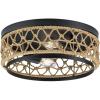 Chandra Collection 12 in. Two-Light Matte Black Global Flush Mount with Woven Shade (P350242-31M)