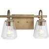 Martenne 14 in. Two-Light Aged Bronze Vanity Light with Seeded Glass Shade
