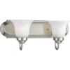 Progress Lighting 1 Light Bathroom Vanity Light, Modern Bath Lighting Fixture with White Glass Shade for Over the Mirror, Alabaster Glass Collection, Reversible Mounting, Brushed Nickel (P3051-09)(2-Light)