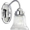Progress Lighting 1-Light Clear Prismatic Glass Traditional Bath Vanity Light, Fluted Glass Collection, Indoor, P3287-15, Polished Chrome(Chrome)