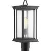 Progress Lighting 1-Light Clear Seeded Glass Craftsman Outdoor Post Lantern Light, Endicott Collection, Outdoor, P5400-31, Textured Black(Black)