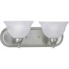 Progress Lighting 2 Light Bathroom Vanity Light, Modern Bath Lighting Fixture with Alabaster Glass Shades for Over The Mirror, Avalon Collection, Reversible Mounting, Brushed Nickel (P3267-09)