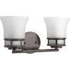 Progress Lighting 4 Light Bathroom Vanity Light, Coastal Style Modern Bath Lighting Fixture with Etched White Glass Shade for Over the Mirror, Reversible Mounting, Cascadia Collection, Antique Bronze(Antique Bronze)
