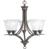 Progress Lighting 5-Light Etched Glass Traditional Chandelier Light, Trinity Collection, Indoor, P4328-09, Brushed Nickel(Bronze)
