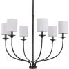Progress Lighting Bonita Collection 6-Light White Linen Fabric Shade Luxe Chandelier Light Matte Black
