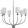 Progress Lighting Bonita Collection 6-Light White Linen Fabric Shade Luxe Chandelier Light Polished Chrome