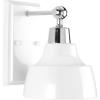 Progress Lighting Bramlett Collection 1-Light White Metal Shade Coastal Bath Vanity Light Polished Chrome(Chrome)