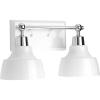 Progress Lighting Bramlett Collection 2-Light White Metal Shade Coastal Bath Vanity Light Polished Chrome(Chrome)