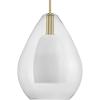 Progress Lighting Carillon 100W 1-Light Brushed Gold Contemporary Pendant with Opal Glass Shade