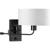 Progress Lighting Carrick Collection 1-Light Summer Linen Shade Transitional Wall Light Brushed Nickel(Black)