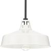 Progress Lighting Cedar Springs Collection 1-Light Black Metal Shade Farmhouse Outdoor Hanging Light Textured Black(White)