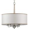 Progress Lighting Durrell Collection 4-Light Sailcloth Linen Fabric Shade Coastal Chandelier Light Brushed Nickel, 22.50×21.00×21.00