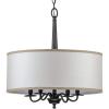 Progress Lighting Durrell Collection 4-Light Sailcloth Linen Fabric Shade Coastal Chandelier Light Matte Black(Black)