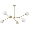 Progress Lighting Haas 50 in. 6-Light Brushed Bronze Modern Organic Chandelier with Opal Glass Shades