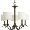 Progress Lighting Inspire Collection 5-Light Off-White Linen Shade Traditional Chandelier Light Brushed Nickel(Antique Bronze)