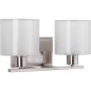 Progress Lighting Invite Collection 2-Light White Shade New Traditional Bath Vanity Light Brushed Nickel(Brushed Nickel)