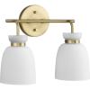 Progress Lighting Lexie 14 in. Two-Light Brushed Gold Vanity Light with Opal Glass Shade