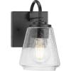 Progress Lighting Martenne 4.62 in. One-Light Matte Black Vanity Light with Seeded Glass Shade