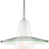 Progress Lighting Modern Pendant 1-Light Clear and Etched Glass Mini-Pendant Light Brushed Nickel