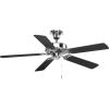 Progress Lighting P2501-20 52-Inch Fan with 5 Blades and 3-Speed Reversible Motor with Reversible Medium Cherry or Classic Walnut Blades, Antique Bronze(Polished Chrome)