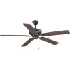 Progress Lighting P2562-80 Protruding Mount, 5 Toasted Oak Blades Ceiling fan, Forged Black(Forged Black)