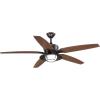 Progress Lighting P2564-8030K Protruding Mount, 5 Toasted Oak Blades Ceiling fan with 18 watts light, Forged Black(Antique Bronze)