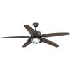Progress Lighting P2564-8030K Protruding Mount, 5 Toasted Oak Blades Ceiling fan with 18 watts light, Forged Black(Forged Black)
