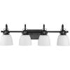 Progress Lighting P300429-31M Preston 30.5 in. Four-Light Matte Black Vanity Light with Etched Opal Glass Shades