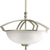 Progress Lighting P3349-117 Three-Light Semi-Flush with Etched Mist Glass Shades, Hammered Platinum