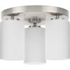 Progress Lighting P350238-009 Cofield Collection 12 in. Three-Light Brushed Nickel Transitional Flush Mount with Etched White Glass Shades