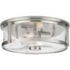 Progress Lighting P350253-009 Gilliam 12-5/8 in. Two-Light Brushed Nickel Flush Mount with Clear Glass Shade(Brushed Nickel)