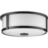 Progress Lighting P350253-009 Gilliam 12-5/8 in. Two-Light Brushed Nickel Flush Mount with Clear Glass Shade(Matte Black)