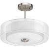 Progress Lighting P3694-09 Invite 3-Lt. Semi-Flush Convertible with White silk mylar shade(Nickel)