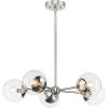 Progress Lighting P400325-009 Atwell Collection 28 in. Five-Light Brushed Nickel Mid-Century Modern Chandelier with Clear Glass Shade(Brushed Nickel)