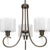 Progress Lighting P4695-09 Invite 3-Lt. Chandelier with White silk mylar shades(Antique Bronze)