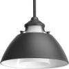 Progress Lighting P500013-104 Carbon One-Light Pendant with Metal Shade, Black(Graphite)