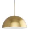 Progress Lighting P500380-191 Perimeter Collection 23.62 in. One-Light Brushed Gold Mid-Century Modern Pendant with Metal Shade