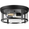 Progress Lighting P550021-31M Gunther 12.625 in. Two-Light Matte Black Flush Mount Light with Clear Glass Shade(Polished Chrome)