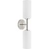 Progress Lighting P710116-009 Cofield Collection 22-1/2 in. Two-Light Brushed Nickel Transitional Wall Bracket with Etched White Glass Shades