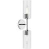 Progress Lighting P710116-163 Cofield Collection 22-1/2 in. Two-Light Vintage Brass Transitional Wall Bracket with Etched White Glass Shades(Nickel)