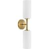 Progress Lighting P710116-163 Cofield Collection 22-1/2 in. Two-Light Vintage Brass Transitional Wall Bracket with Etched White Glass Shades(Silver)