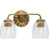 Progress Lighting Quillan 14.5 in. Two-Light Soft Gold Vanity Light with Clear Glass Shade
