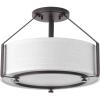 Progress Lighting Ratio Collection 3-Light Brushed Nickel Summer Linen Shade Coastal Pendant Light(Bronze)