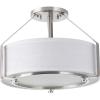 Progress Lighting Ratio Collection 3-Light Brushed Nickel Summer Linen Shade Coastal Pendant Light(Nickel)