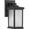Progress Lighting Trafford Non-Metallic Lantern Collection 1-Light Frosted Shade Traditional Outdoor Wall Lantern Light Textured Black