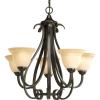 Torino Collection 5-Light Tea-Stained Glass Transitional Chandelier Light Forged Bronze(Bronze)