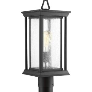 Progress Lighting 1-Light Clear Seeded Glass Craftsman Outdoor Post Lantern Light, Endicott Collection, Outdoor, P5400-31, Textured Black(Black)